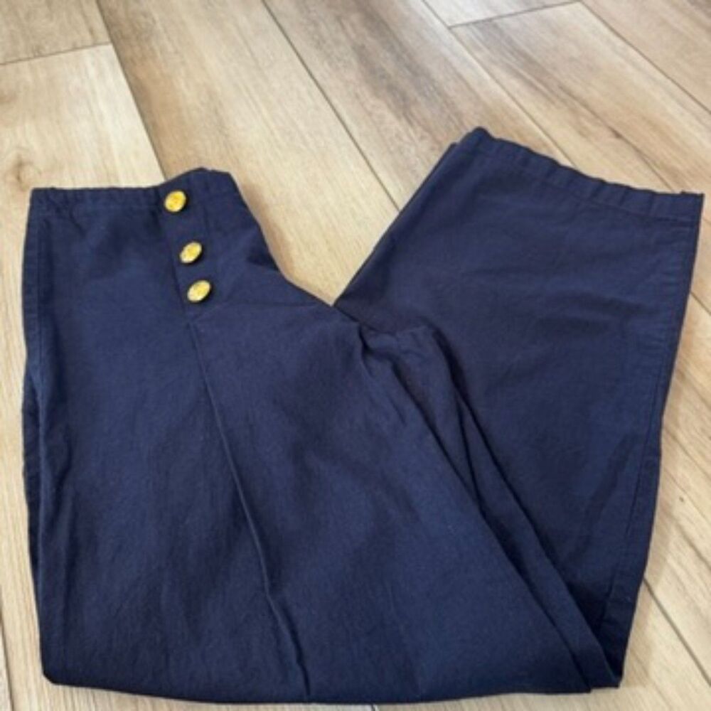 Vintage You Babes Navy Blue Sailor Pants Gold Buttons Wide Leg Women’s 5 80s 90s - Picture 15 of 16